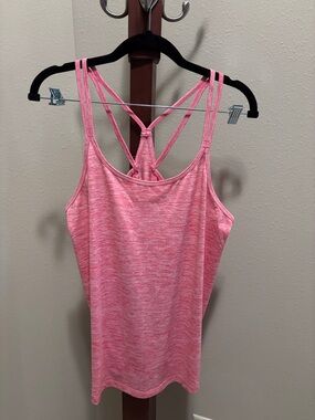 Women’s Heathered Pink Strappy Back Tank Top